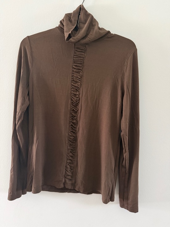 Kenneth Cole Tops - Kenneth Cole Brown Long Sleeve Turtleneck with Front Ruching